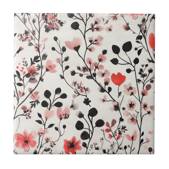 Rustic Blush Floral Linen Pattern (10) Tile (Front)