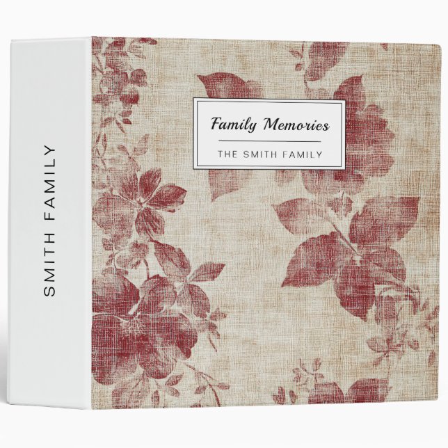 Rustic Blush Floral Linen Pattern (1) Binder (Front/Spine)