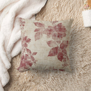 Rustic Blush Floral Linen Pattern (1) Throw Pillow