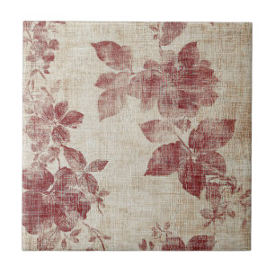 Rustic Blush Floral Linen Pattern (1) Tile