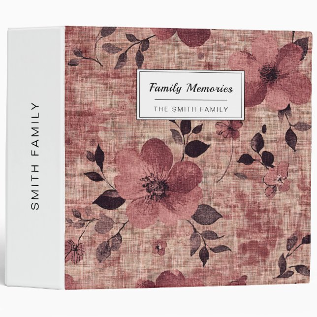 Rustic Blush Floral Linen Pattern (2) Binder (Front/Spine)