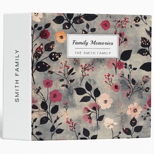 Rustic Blush Floral Linen Pattern (3) Binder (Front/Spine)