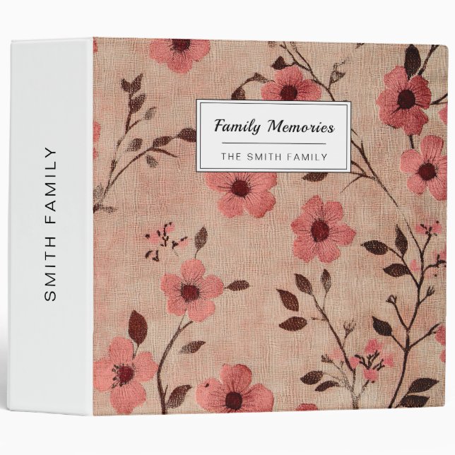 Rustic Blush Floral Linen Pattern (4) Binder (Front/Spine)