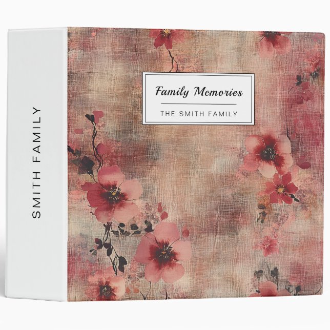 Rustic Blush Floral Linen Pattern (6) Binder (Front/Spine)