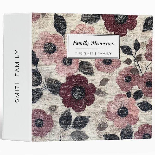 Rustic Blush Floral Linen Pattern (7) Binder (Front/Spine)