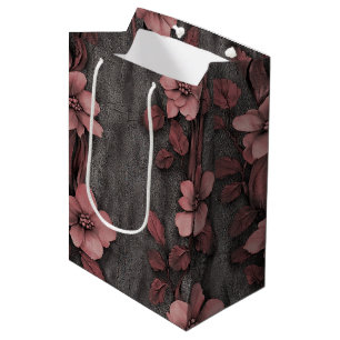 Rustic Blush Floral Linen Pattern (8) Medium Gift Bag