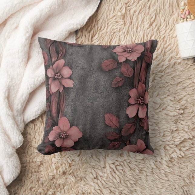 Rustic Blush Floral Linen Pattern (8) Throw Pillow (Blanket)