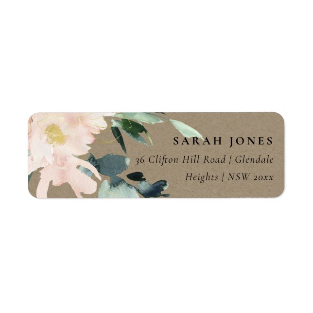 RUSTIC BLUSH GOLD FLORAL KRAFT WATERCOLOR ADDRESS (Front)