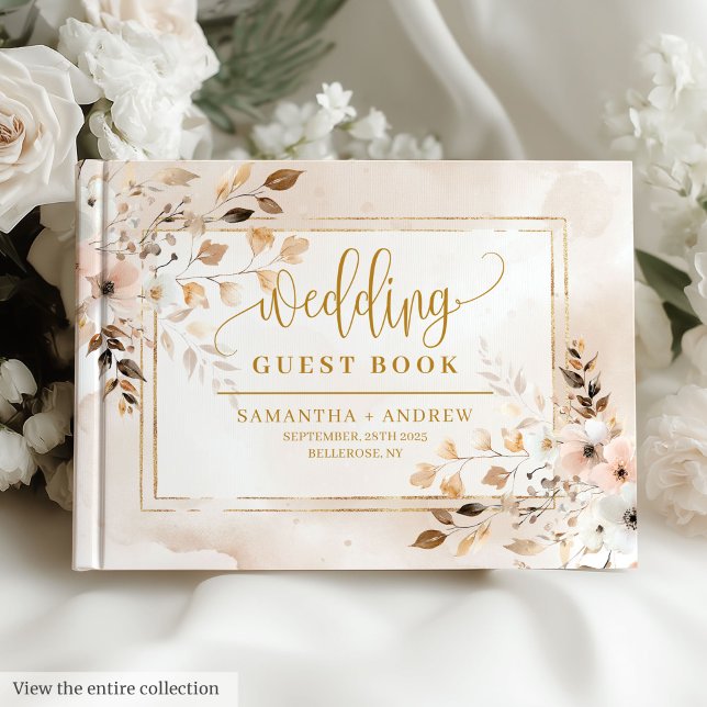 Rustic Blush Gold Frame Livre Mariage d'automne (Rustic Blush Pink Gold Frame Autumn Wedding Book)