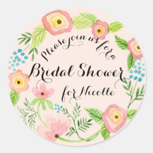 Rustic Blush Granny Chic Hipster Floral Bridal Classic Round Sticker