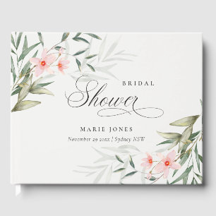 Rustic Blush Greenery Floral Bunch Bridal Shower Guest Book