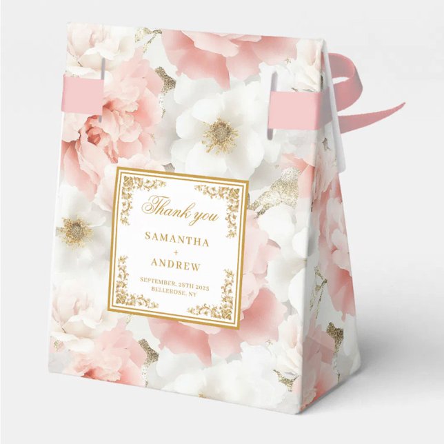 Rustic Blush Ivory Gold Wedding Thank You  Favor Box (Rustic Blush Ivory Gold Wedding Thank You Favor Boxes)
