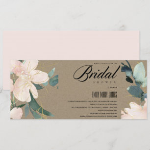 RUSTIC BLUSH KRAFT FLORAL WATERCOLOR BRIDAL SHOWER INVITATION
