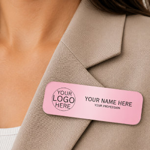 Rustic Blush Pink Custom Logo Employee Name Tag