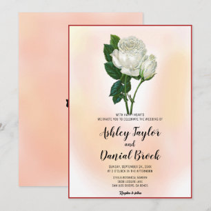 Rustic Blush Pink Dusty Rose Summer Floral Wedding Invitation