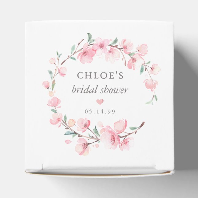 Rustic Blush Pink Floral Bridal Shower Favor Box (Top)