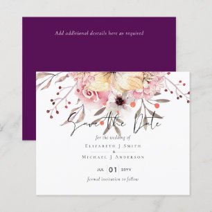 Rustic Blush Pink Floral Sage Wedding Save Dates