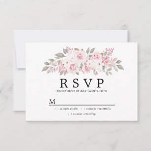 Rustic Blush Pink Floral Wedding RSVP