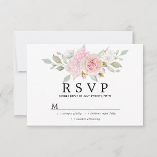 Rustic Blush Pink Floral Wedding RSVP Card