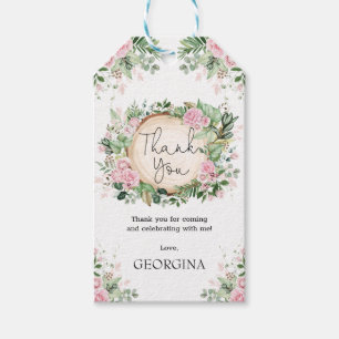 Rustic Blush Pink Garden Flowers Botanical Leaves Gift Tags