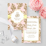 Rustic Blush Pink Gold Filigree Muslim Wedding Invitation<br><div class="desc">Amaze your guests with this elegant wedding invite featuring beautiful floral pattern with 'Bismillah' in Arabic calligraphy. Simply add your event details on this easy-to-use template to make it a one-of-a-kind invitation.</div>