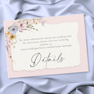 Rustic Blush Pink Romantic Wildflower Wedding Enclosure Card