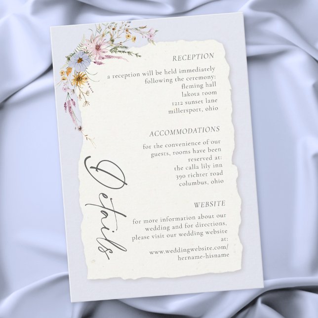 Rustic Blush Pink Romantic Wildflower Wedding Enclosure Card (Rustic Blush Pink Romantic Wildflower Wedding Enclosure Card)