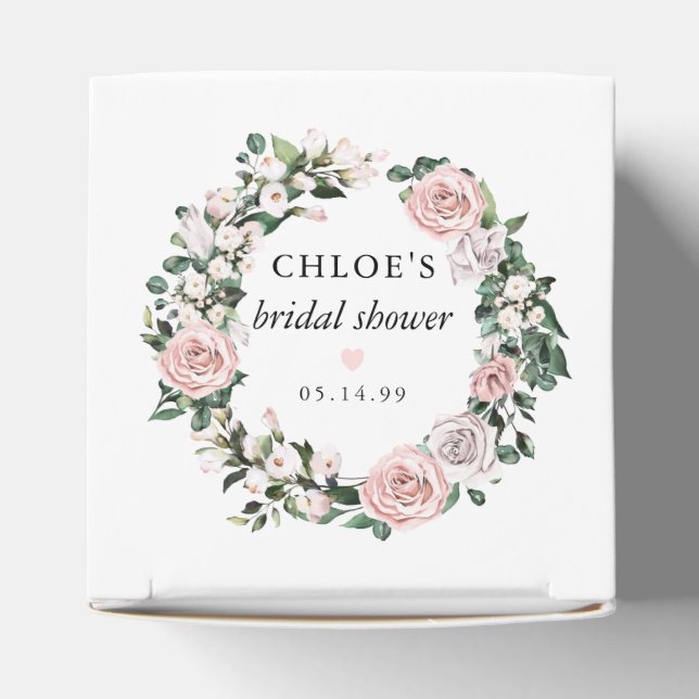 Rustic Blush Pink Rose Floral Bridal Shower Favor Box (Top)