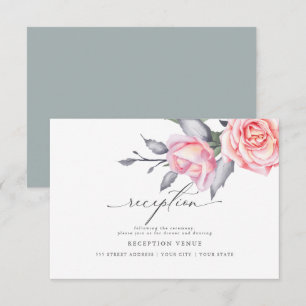 Rustic Blush Pink Rose Reception Invitation