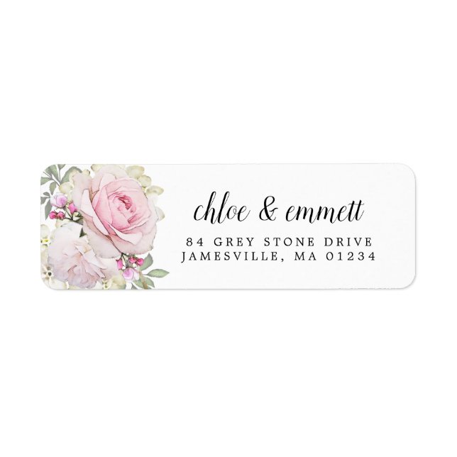 Rustic Blush Pink Rose  Return Address Label (Front)
