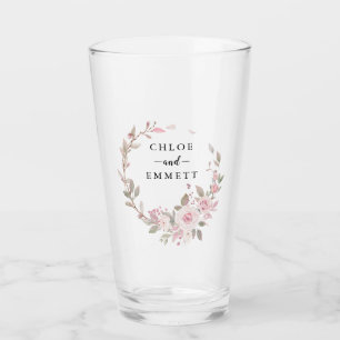 Rustic Blush Pink Rose Wreath Wedding Glass