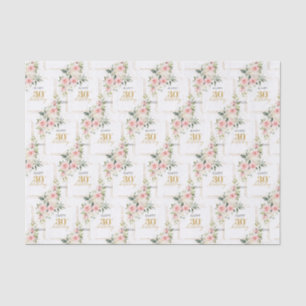 Rustic blush pink roses eucalyptus 30 birthday tissue paper