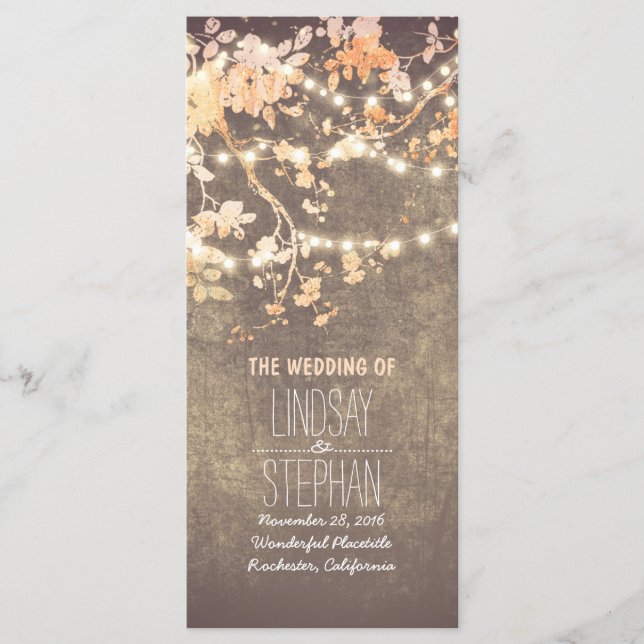 Rustic Blush Pink Tree Branches Programme de maria (Devant)
