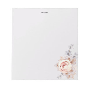 Rustic Blush Watercolor Blooms Floral Notepad