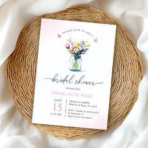 Rustic Blush Watercolor Floral Bridal Shower Invitation