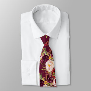 Rustic Blush Watercolor Peonies Adjustable Pattern Tie