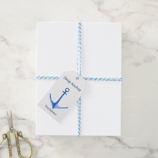 Rustic Boat Anchor Nautical Gift Tag (With Twine)
