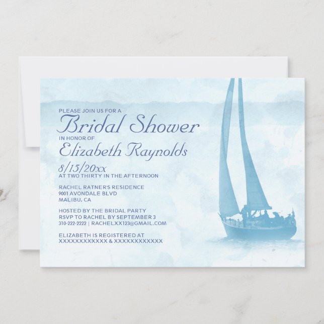 Rustic Boat Bridal Shower Invitations (Front)
