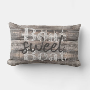 rustic BOAT SWEET BOAT barnwood two-sided   Lumbar Pillow