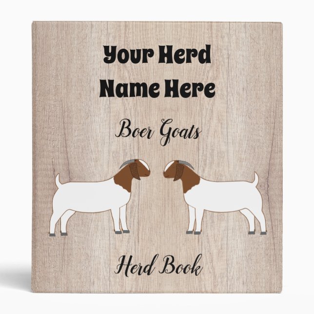 Rustic Boer Goat Herd Book 3 Ring Binder (Front)