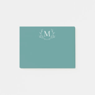Rustic Bohemian Antlers Foliage Monogram Post-it Notes