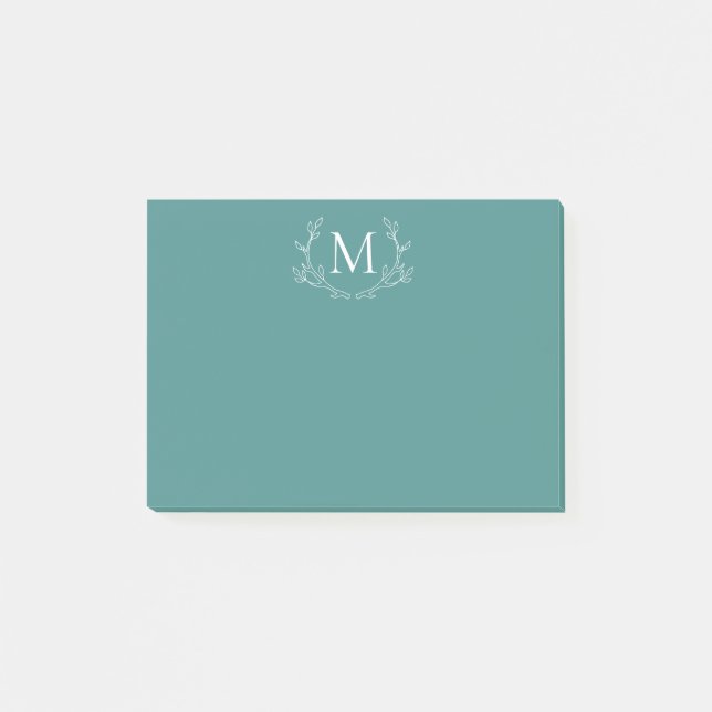 Rustic Bohemian Antlers Foliage | Monogram Post-it Notes (Front)