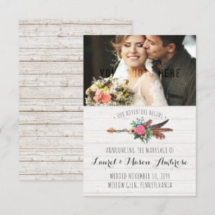Rustic Bohemian Arrow Rose Wedding Announcement