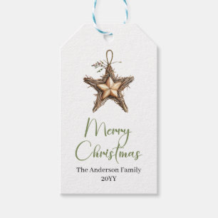 Rustic Bohemian Botanical Christmas Gift Tag