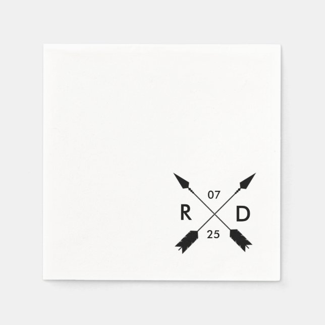 Rustic & Bohemian | Crossed Arrow | Custom Wedding Napkin (Front)