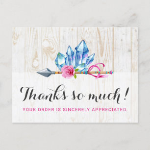 Rustic Bohemian Crystal Gems & Arrow Thank You Postcard