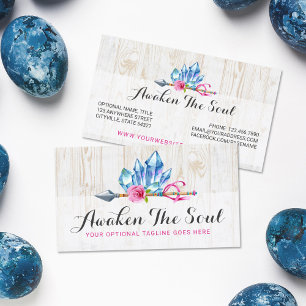 Rustic Bohemian Crystal Gems & Arrow Watercolor Business Card