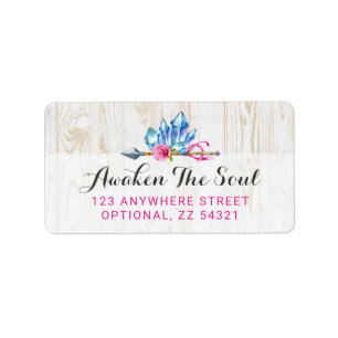 Rustic Bohemian Crystal Gems & Arrow Watercolor Label