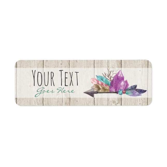 Rustic Bohemian Crystals & Arrow Watercolor Wood (Front)