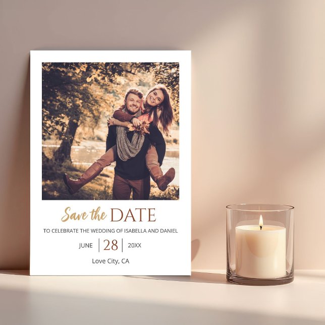 Rustic Bohemian Floral Photo Wedding Earth Tone Save The Date (Creator Uploaded)